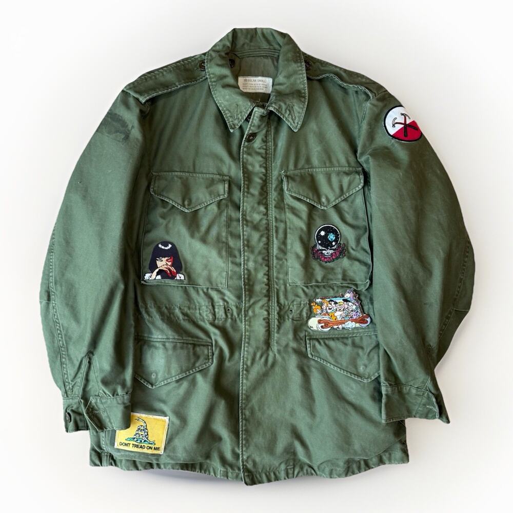 Vintage Military M65 Field Jacket Small Green 50s Sateen 107 Outerwear Patches